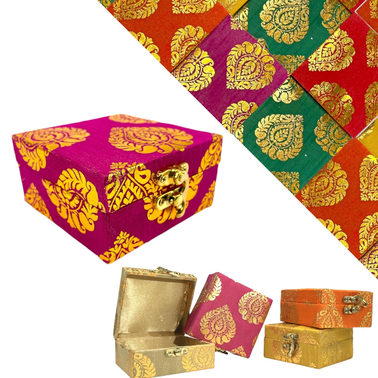 Small Handmade Jewelry Box Brocade Gift Boxes Favor for Indian Pakistani Punjabi Wedding, Nikah Favor, Mehndi Favors, for Girls